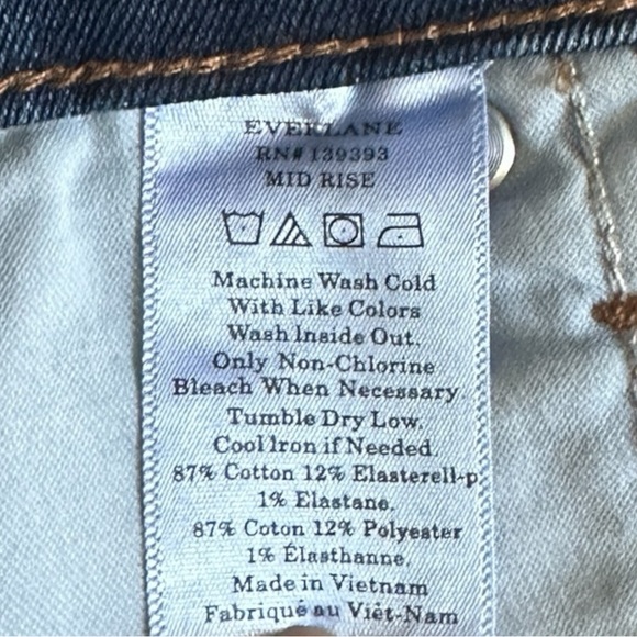 Everlane The Mid-Rise Slim Jeans Blue Wash Women’s 33R NWT $68 Sustainable Denim - Picture 8 of 8